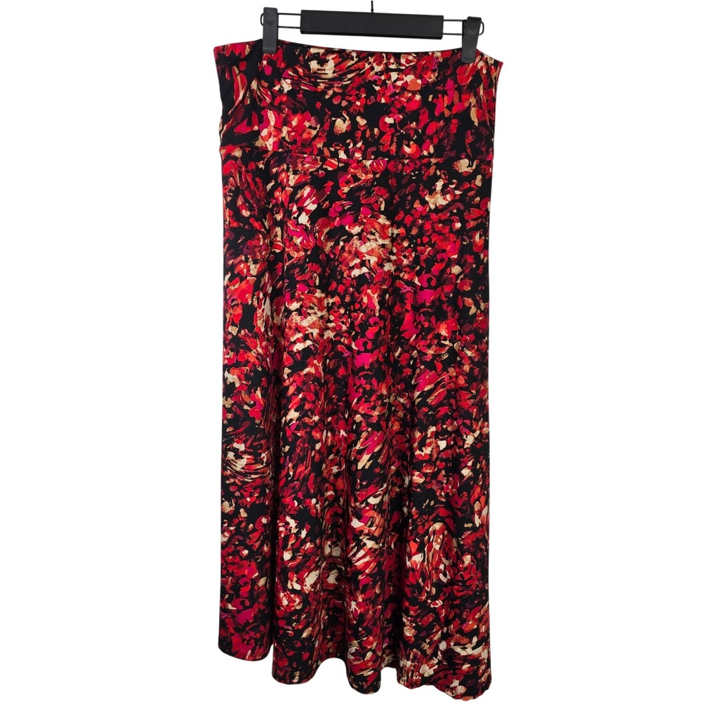 Sunny Leigh Petite Skirt Abstract Floral Print Red Black Maxi Length Women PM